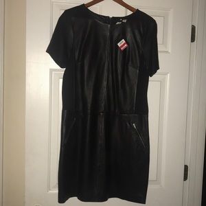 NWT 100% soft leather/knit Halogen dress siz M